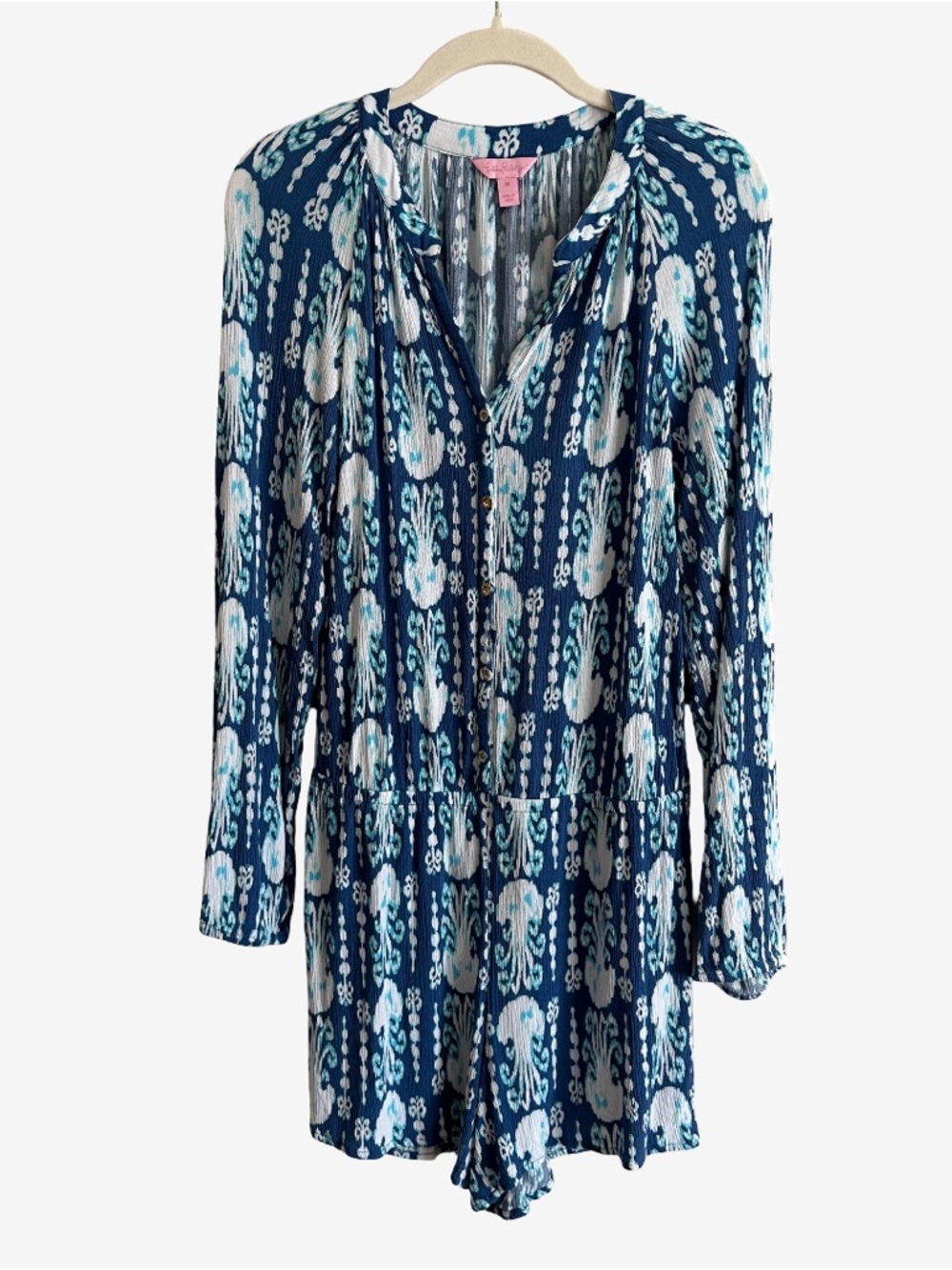 Lilly Pulitzer Elsa Romper Indigo Get In Line Jellyfish 25474 Medium